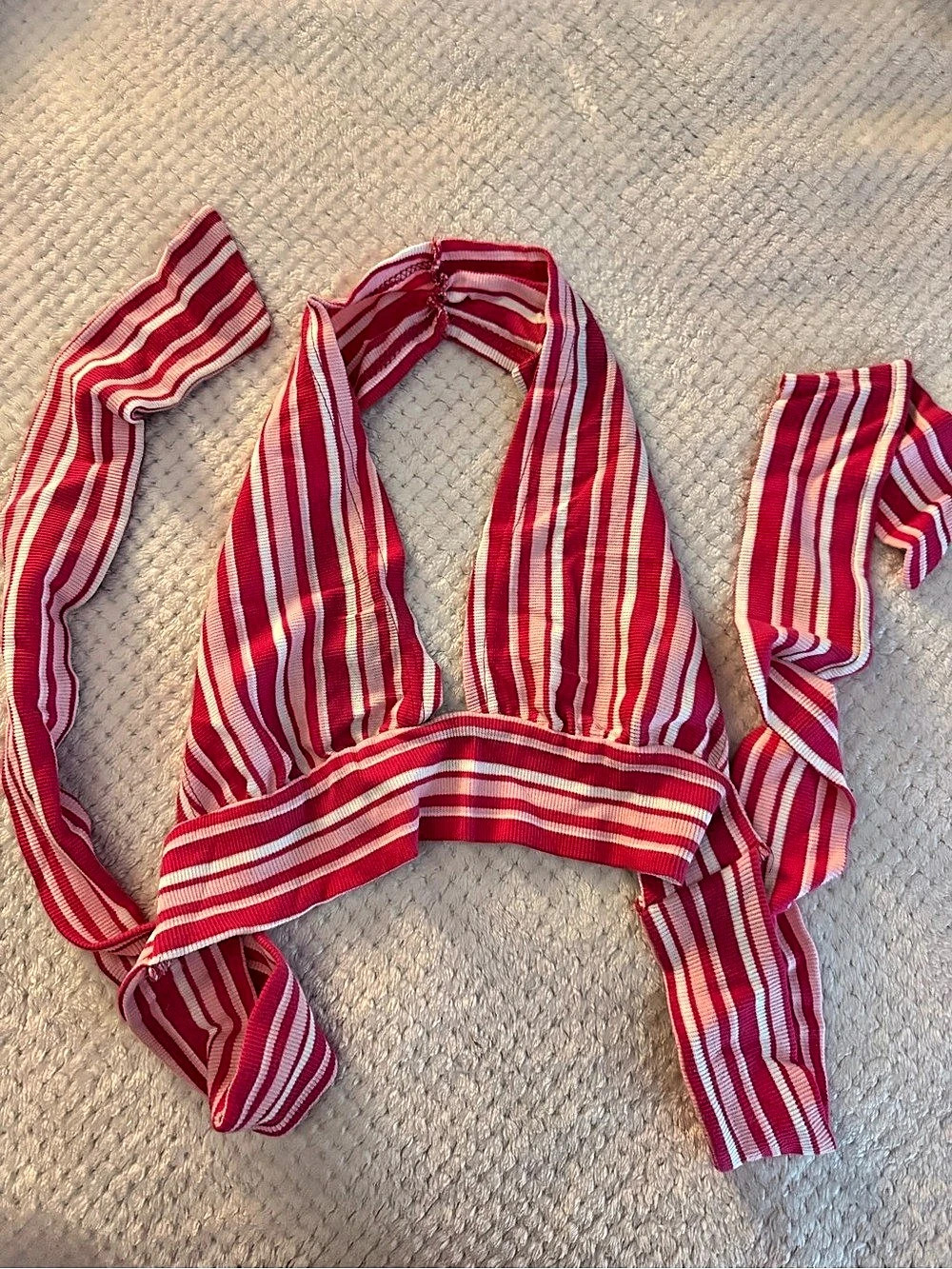 SHEIN Red & White Striped Top